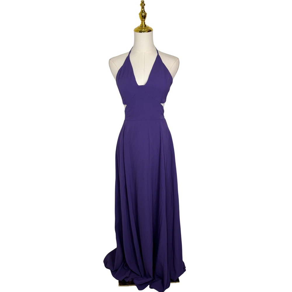 purple elegant strappy maxi dress halter side cut out Y2K coquette chic vacation